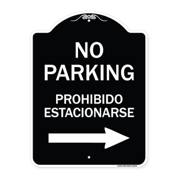 Signmission No Parking Prohibido Estacionarse W/ Left Arrow Heavy-Gauge Aluminum Sign, 24" x 18", BW-1824-23596 A-DES-BW-1824-23596 - main